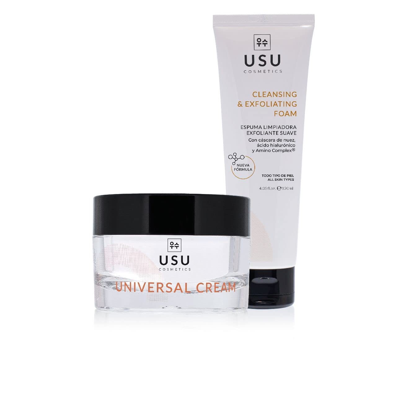 K-Beauty Day Routine Pack - Mousse Nettoyante Exfoliante Douce + Crème Universelle - Aide à nettoyer la peau - Nourrit et hydrate la peau en profondeur - USU Cosmetics