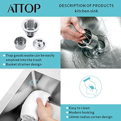 ATTOP Undermount Double Bowls Sink,32 Inch Stainless Steel Undermount Double Bowls Kitchen Sink - Thumbnail 5