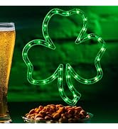 LAMPHOME 35L 16.5'' Pre-Lit Green St.Patrick's Day Irish Shamrock Window Silhouette Decoration
