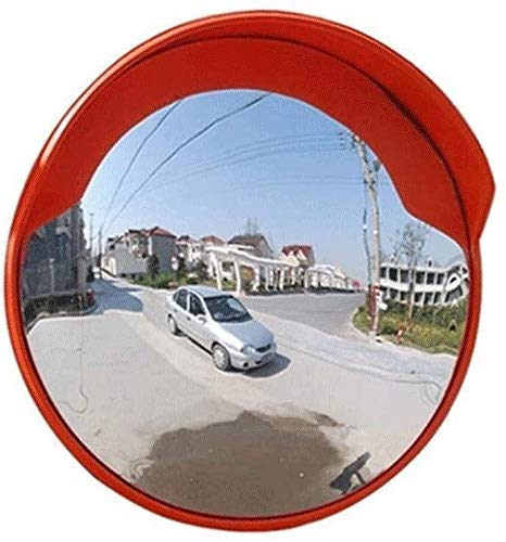 Ptrecniok Wide-angle convex mirror for roadways， Convex Anti-Drop Garage Orange Curved Adjustable Outdoor Street Safety Mirror(60Cm)