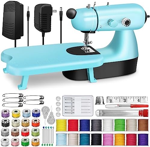 Mini Sewing Machine, Upgraded Electric Sewing Machine with Sewing Bag, Expansion Board, LED Light, Fast Stitch Suitable for Clothes,Jeans,Cutains,DIY Home Travel