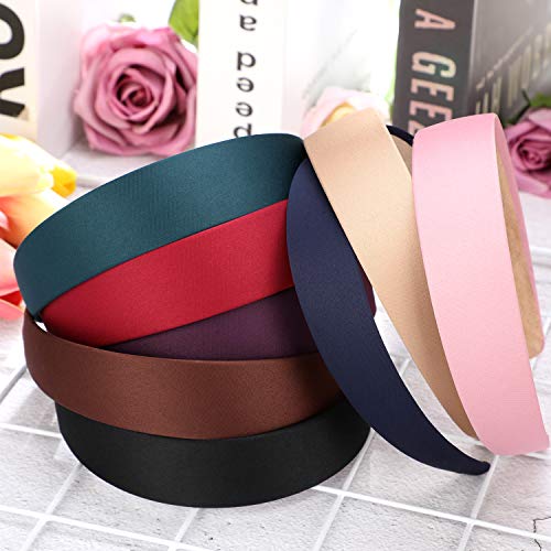 8 Pieces Satin Headbands 1 Inch Wide Women Hair Bands Anti Slip Ribbon Head Band Girls Diy Hair Accessories #TOP3
