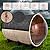 TaTalife Outdoor Panoramic Barrel Sauna, 6-8 People Red Cedar Steam Sauna, Garden Traditional Wooden Saunas with Canopy, 6KW TOULE Heating Furnace, Rocks, Water Bucket, Spoon, Light