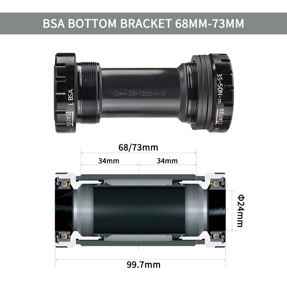 Guarnitura per Mountain Bike da 170/175 mm con Bracci Cavi integrati e Movimento Centrale BSA, Compatibile con 9, 10, 11 e 12 velocità, in Lega di Alluminio Ultraleggera.
