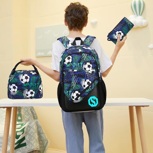 Kids Backpack Boys Elementary Bookbag Set 3 Pcs Waterproof Kindergarten School Bag with Insulated Lunch Tote Box and Pencil Pouch for Primary2