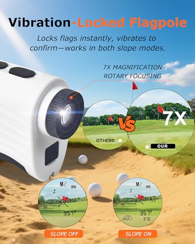 Télémètre de golf avec pente et vibration de verrouillage du mât 7x