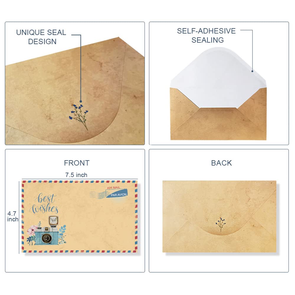 Paper Master Lined Vintage Stationary Paper, Old Fashion Stationary Paper and Envelopes Set, 48 Sheets + 24 Envelopes Letter Writing Stationery Set for All Occasion, 7.3 x 10.2 Inch - Image 2