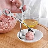 Meat Baller, Stainless Steel Meatball Maker with Anti-Slip Handles, 1.3' None-Stick Easy Meatballs Maker, Meat Baller Tongs Tool, Cake Pop Ice Scoop, Cookie Dough Scoop for Kitchen