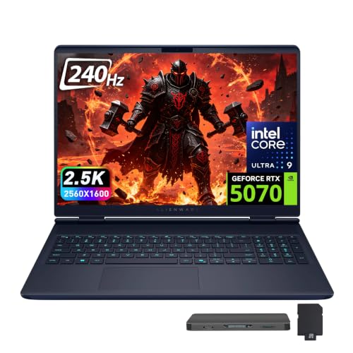Image of Dell Alienware 16X Aurora 16 inch WQXGA 240Hz Gaming Laptop, Intel Ultra 9 275HX, GeForce RTX 5070, 32GB DDR5, 3TB Storage(2TB SSD+1TB Docking Station), Backlit Keyboard, Win 11 Pro, Interstellar Indigo