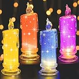 4PCS Mix Color LED flameless Candles (D:2.5' x H:7'),LED Clearance Pillar Candles, Battery Included, Velas artificiales para decoracion for Valentine's Day Wedding Birthday Bedroom Decorations