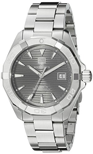 TAG Heuer Men's Aquaracracer Swiss-Automatic Watch with Stainless-Steel Strap, Silver, 20 (Model: WAY2113.BA0928)