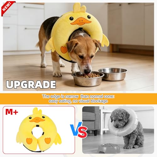 Image of KOOLTAIL Inflatable Dog Cone Collar, Soft Donut E Collar for Dogs After Surgery to Stop Licking Enhanced Alternative, Blow Up Pet Neck Pillow Recovery Adjustable Cone for Dog Cat, Upgrade Size, Duck M
