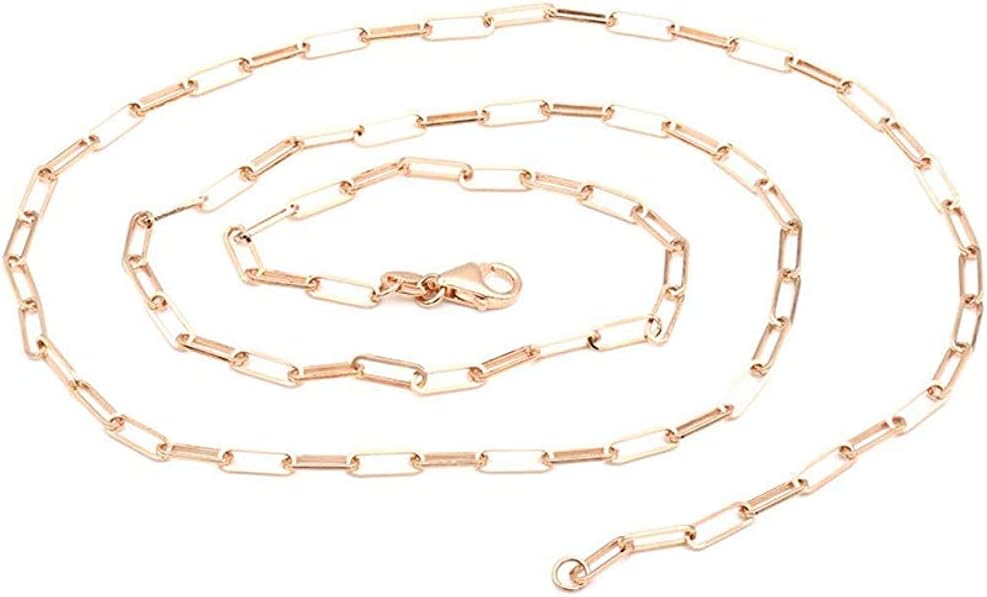 14k Rose Gold Paperclip Link Chain Necklace 2.1 mm (16"-24")