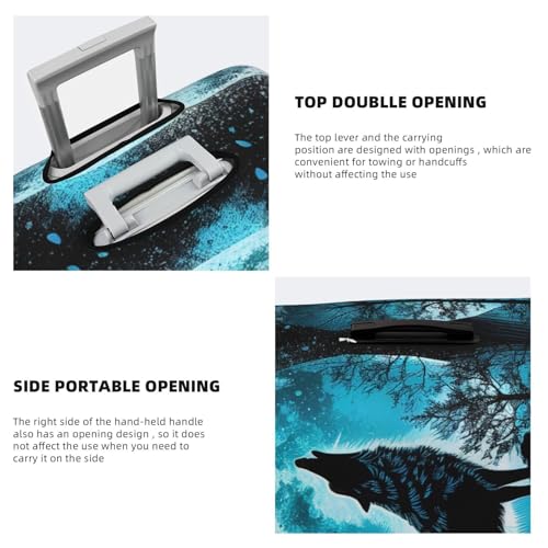 Blue Full Moon Wolf For Travel Luggage Cover Suitcase Protector Fits 18-32 Inch Travel Luggage Protector Elastic Luggage Anti-Scratch Suitcase Cover3