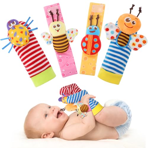 Image of Bloobloomax Baby Rattles Toys for 0-12 Month, Infant Girl Boy Toys for Babies 3-6 Months, Newborn Hand & Foot Toys for 0 to 9 Months, Baby Shower Gifts Set with Wrist Rattle Socks
