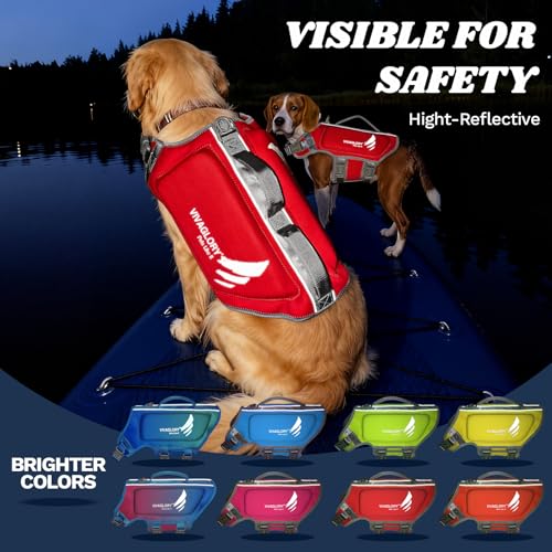 VIVAGLORY High Buoyancy Schwimmweste Hund, Rettungsweste, Hundeschwimmweste für Bootfahren, Schwimmhilfe & Auftrieb, S, Rot