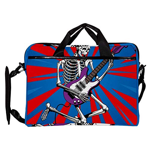 Maletín bandolera para portátil de 14 pulgadas multicolor Skull Play Guitar elegante 3