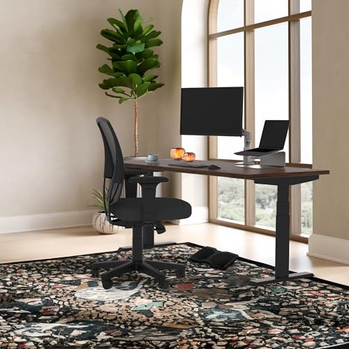 Image of Lift It, 60 inchx24 inch Electric Height Adjustable Desk for Office or Home, Dual Motor, Extended Height Range, and 4 Memory /USB Charging LED Control, Walnut Block Top and Black Frame