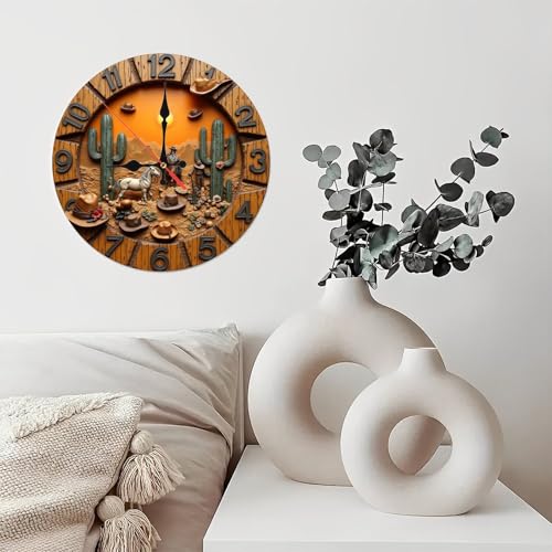 Reloj de pared de madera 10 pulgadas diseño cactus western miniatura 6