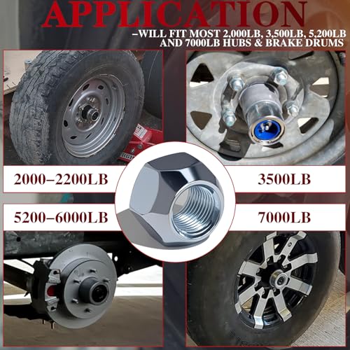 Image of 20Pcs 1 /2''-20 Trailer Hub Lug Nuts, Wheel 509 Lug Nut Axle Hub Tire Lugs Nuts Open End Acorn Nut for Dexter EZ Lube Trailer Camper RV 1 /2 inch Studs, Zinc Plated