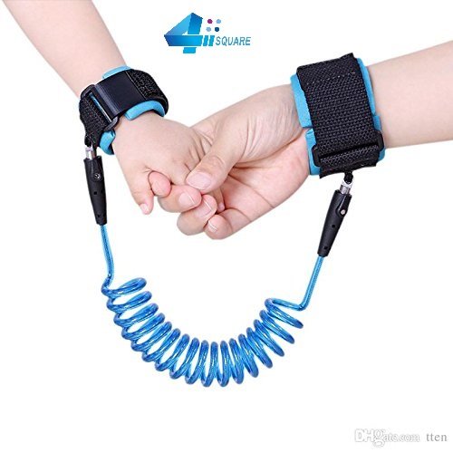 4square Professional Safety Security Spiral Coil Elastic Harness Leash Anti Lost Wrist Cuff Link Traction Rope Strap for Toddler Baby Kids 1