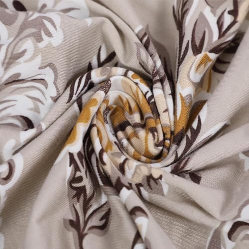 Image of Styleys Elastic Chair Cover Stretch Removable Washable Short Dining Chair Cover Protector Seat Slipcover (Set of 4, Beige Iris, SD3044)