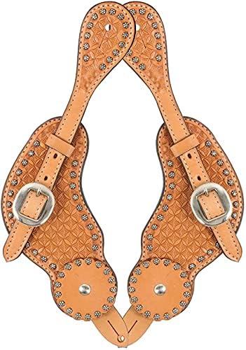 Leather Western Horse Spur Straps Handmade Genuine Tooled for Horse Riders Set of 2 Single Boots Equipment for Men-Women Craft Hardware Buckle TACK Basket Sport Equestrian Spurs for Riding, MO-SP-11