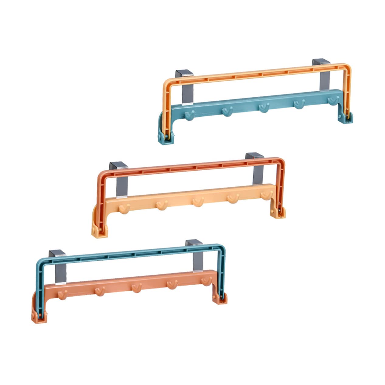 PEPLAYTAL Hanging Rag Rack 3pcs No Drilling Cabinet Door Hook Easy Install for Kitchen Bathroom Washroom Storage