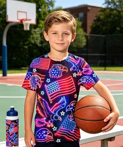 Image of uideazone Tshirts for Boys Kids Short Sleeve T-Shirt 3D Graphic Tee Shirts Tops Clothes 4-16 Years