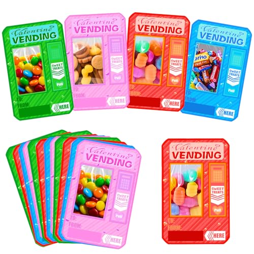 Valentines Cards for Kids,40Pack Vending Machine Candy Valentine Cards Bulk Valentine Gifts Exchange for Boys Girls Toddlers Classroom Party...