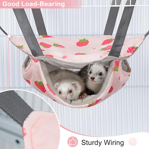 Hedgeink Frettchen Hängematten 4er Set – Waschbare Kuschelhöhle & Hängematte für Ratten, Meerschweinchen, Chinchilla – Kleintier Zubehör für Käfig, Nest, Tunnel & Schlafplatz