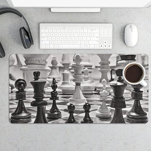 Protector para escritorio con diseño ajedrez blanco y negro, grande, antideslizante miniatura 5