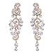 BriLove Women's Bohemian Boho Wedding Bridal Crystal Floral Chandelier Hollow Dangle Earrings Clear Gold-Tone