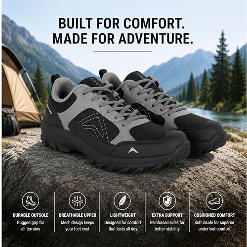 Image of Men Low Ankle Hiking Shoe | Rubber Sole | Lowland Hiking and Mid Mountain Trails | EH500