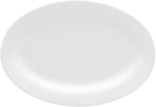 Unknown1 Oval Serving Platter 14" White Solid Casual Modern Contemporary Bone China 1 Piece Dishwasher Safe Microwave