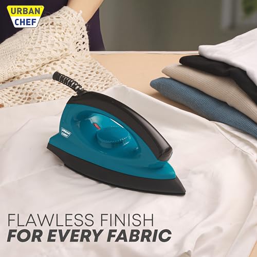 Image of Urban Chef Ease Pro Iron Press |1 Year Warranty|1000 Watt, Iron Box, Press Iron, Electric Iron,Dry Iron,Iron for Clothes, Press, Light Weight, Non-Stick Coated Heavy Sole Plate-Turquoise & Black