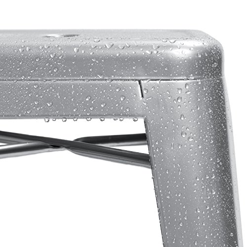 Furmax 24 Inches Metal Bar Stools High Backless Indoor-Outdoor Counter Height Stackable Stools (Sliver) #TOP2