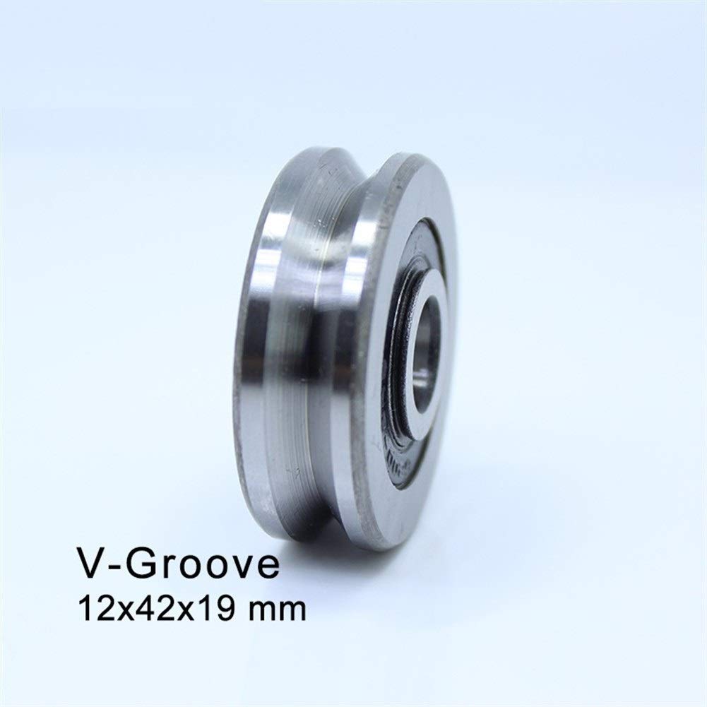 Cuscinetti a rulli V124219 Cuscinetto a sfere sigillato con scanalatura a V 12x42x19mm for puleggia V4/4 5/4 6/4 7/4 8/4 for guida di scorrimento(124219V9 4 2PCS)