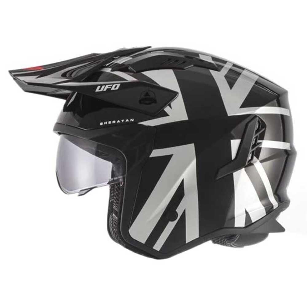 Casco Jet Sheratan con visiera parasole a scomparsa Trial Street Scooter Moto (S)