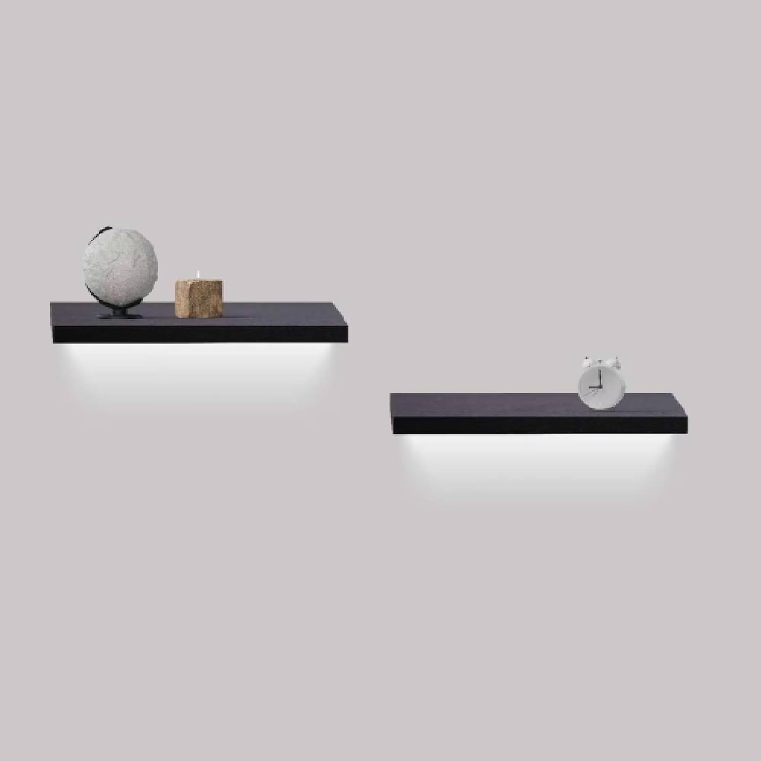 Floating Wall Shelves with Built-in LED Lights, Illuminated Wall Mounted Storage Shelves for Bedroom & Bathroom Decor, Modern Display Bookshelves for Living Room & Kitchen, Hardware Included