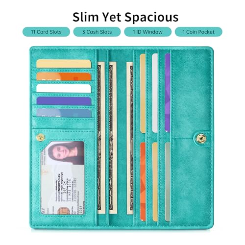 Ultra Slim Thin Wallet for Women RFID Blocking Womens Wallet Credit Card Holder Bifold Ladies Wallet with Zip Pocket2