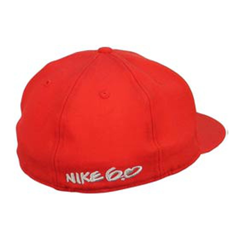 Nike 6.0 Logo Fitted Flat Peak Cap (372795 100) (Red / Light