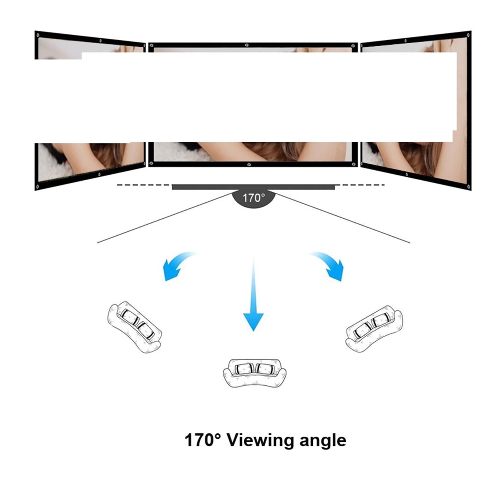 Écran de cinéma Maison Écran Portable for projecteur 84 "100" 150 "16:9, Rideau de Film d'extérieur en Polyester for, cinéma Maison, projecteur DLP Facile à Nettoyer(150 inch)