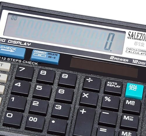 Image of 12 Digit Financial Calculator with 120 Steps Check Function and Special Buttons for Grand Total (Gt), Mark Up (Mu) Check and Correct Function Desktop Calculator (3 Years Warranty), Black