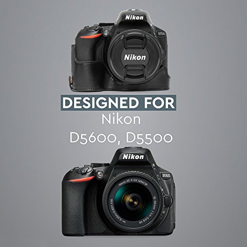 Megagear Nikon D5600, D5500 Ever Ready Leather Camera Half Case And Strap, With Battery Access - Black - Mg1170 #TOP4
