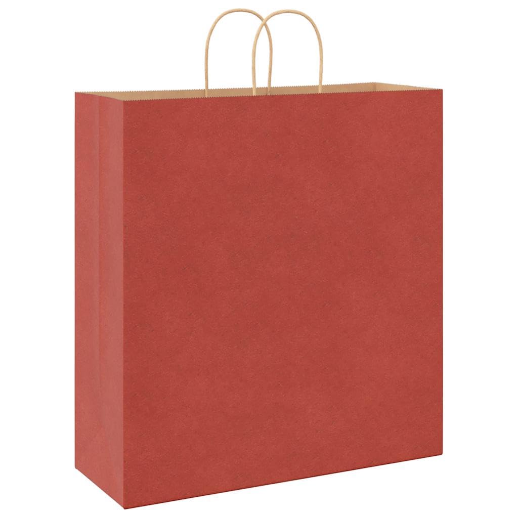 Bolsas de papel con asas de cuerda de papel, color rojo, 45 x 17 x 48 cm, 250 unidades, papel de estraza para regalo, fiesta, celebración, cumpleaños, boda, Navidad, Pascua, bautizo
