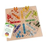 Hess Holzspielzeug 14849 - Brettspiel Raus mit Dir aus Holz, inkl. Würfel und Spiel-Steinen, handgefertigt, für bis zu 8 Personen, Spielspaß für Klein und Groß