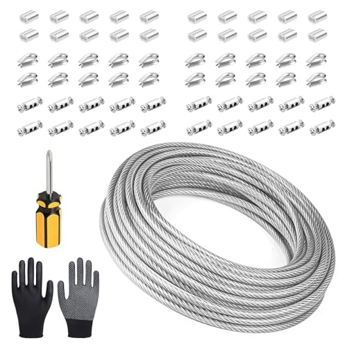 Cuerda de cortina con cable de acero de 100 m y manguito de engarce para ventanas