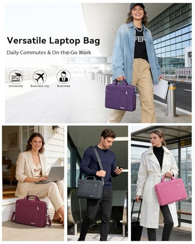 Ferkurn Laptop Bag Case for Women Men, Messenger Briefcase Computer Bag with Shoulder Compatible with Macbook Pro/Air, XPS Latitude, HP Pavilion, ASUS, Acer, Samsung, Purple, 15 15.6 16 Inch - Image 2