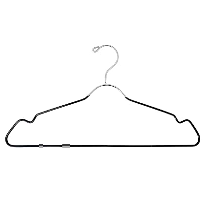 USTECH Deluxe Full Non-Slip Coating Standard Hanger, Space-Saving, Contoured, Notched Shoulders, Large Hook, Chrome, Metal 80708 (48 Pack)